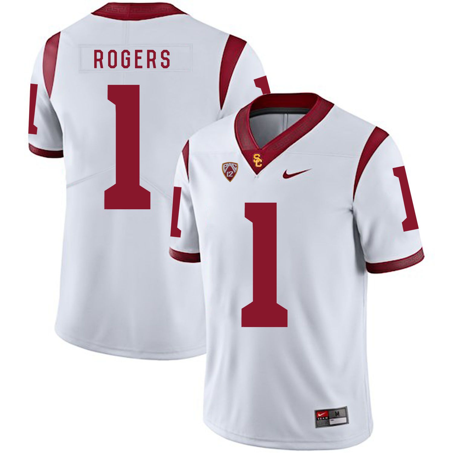 Men USC Trojans #1 Rogers White Customized NCAA Jerseys